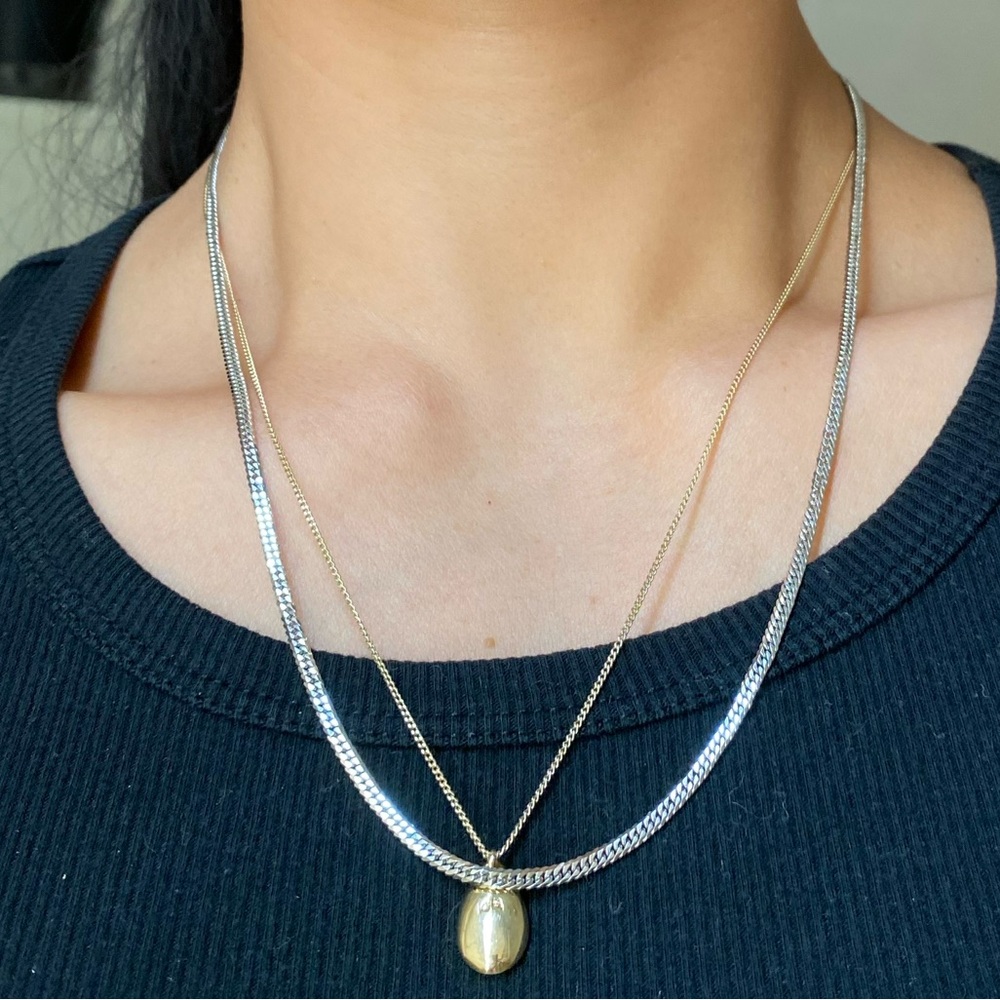 Solid 18k white gold curb chain necklace